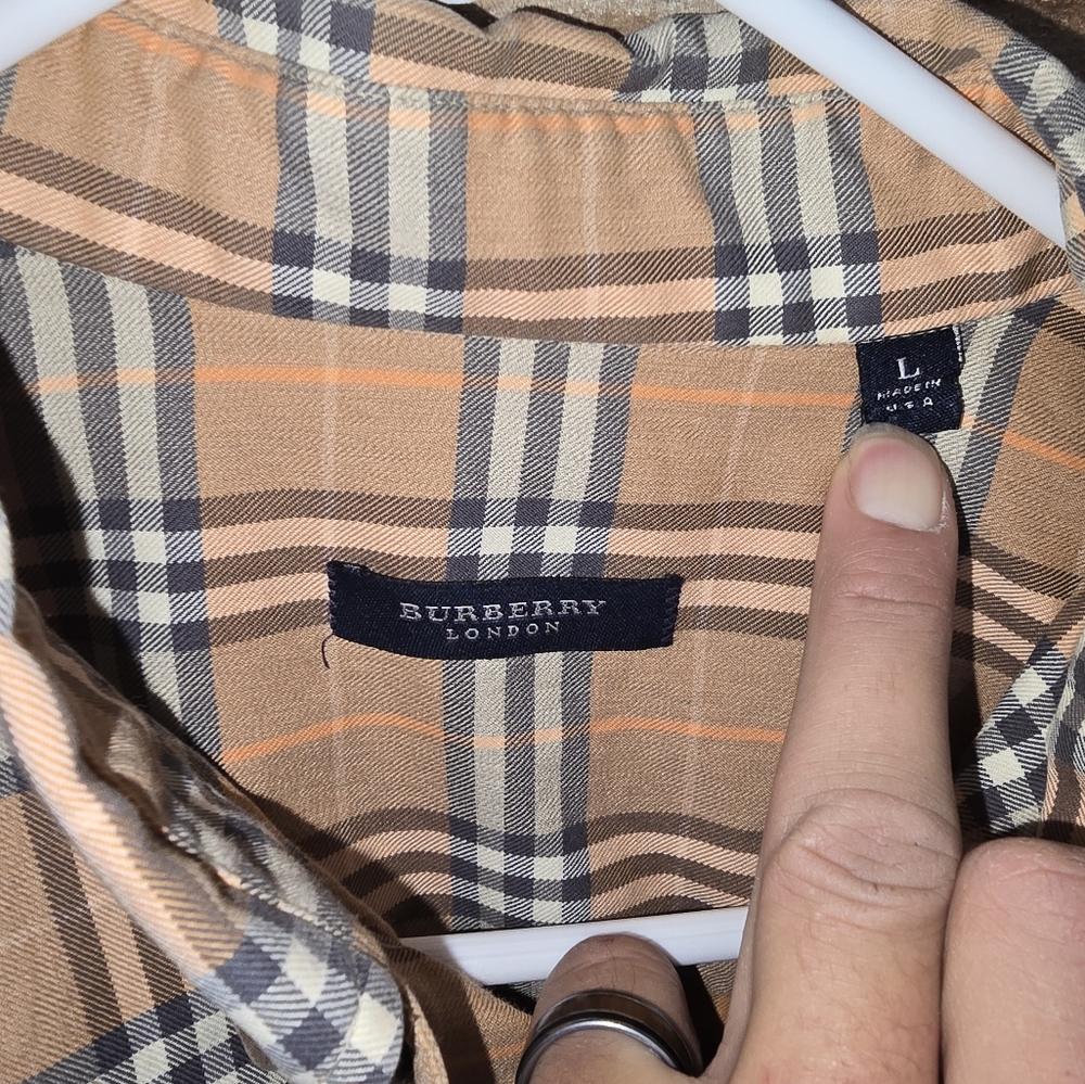 Vintage Burberry Nova Check Button Up Men's Sz Large - Picture 3 of 6
